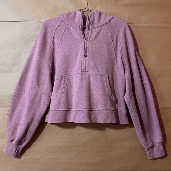 lululemon athletica Tops - Lululemon Scuba Oversized Half Zip Hoodie Pullover Heathered Pink Taupe Size M/L